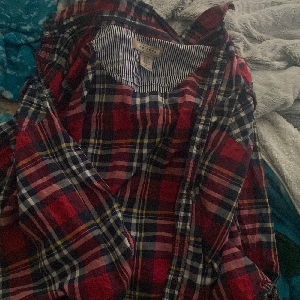 Red, blue, yellow and white flannel